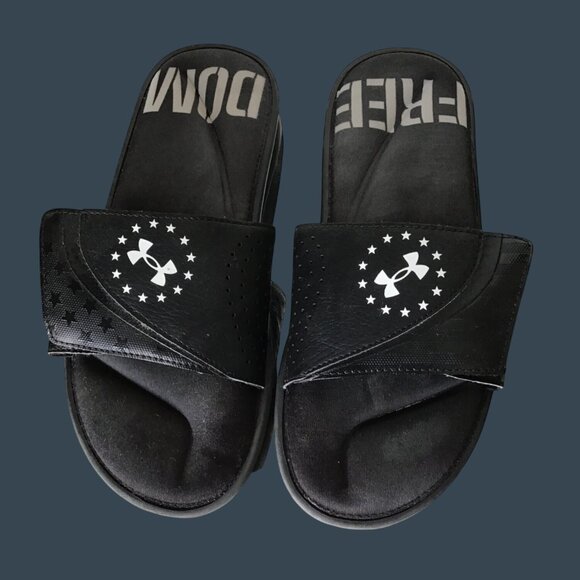 Under Armour Men's Freedom Black Slide Sandals Size 9 - Picture 2 of 7